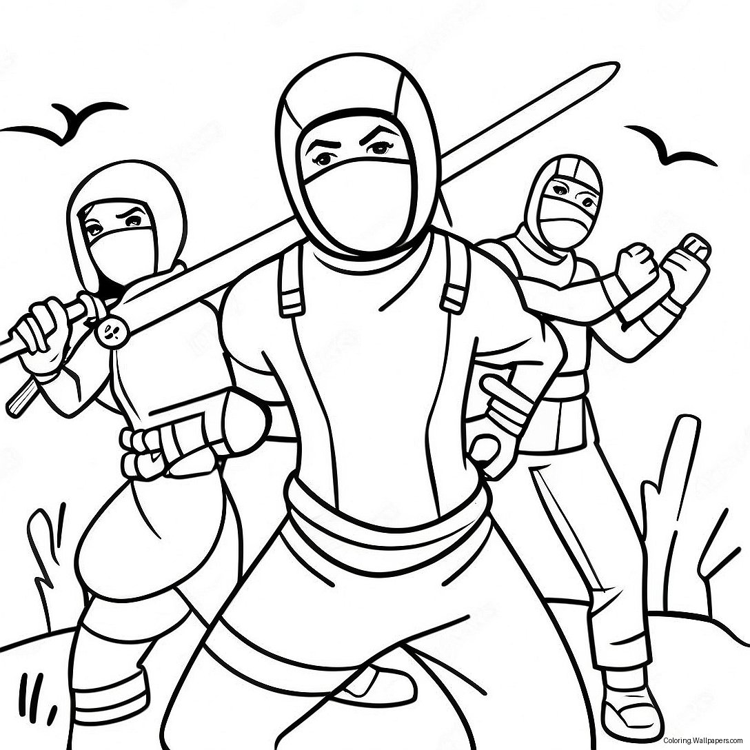 Página Para Colorear De Batalla Épica De Ninja De Fortnite 33878