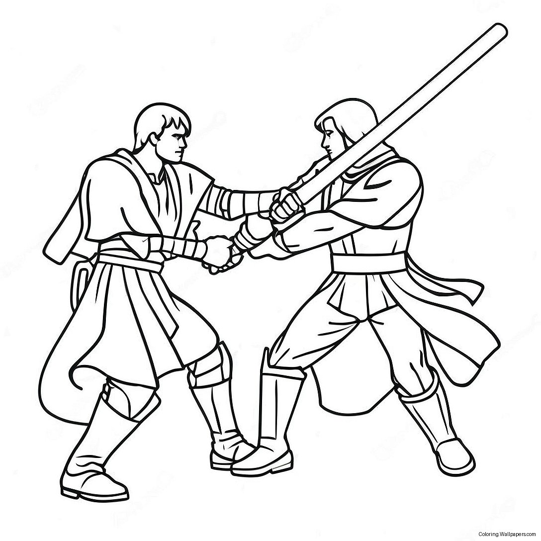 Epic Lightsaber Duel Coloring Page 18999