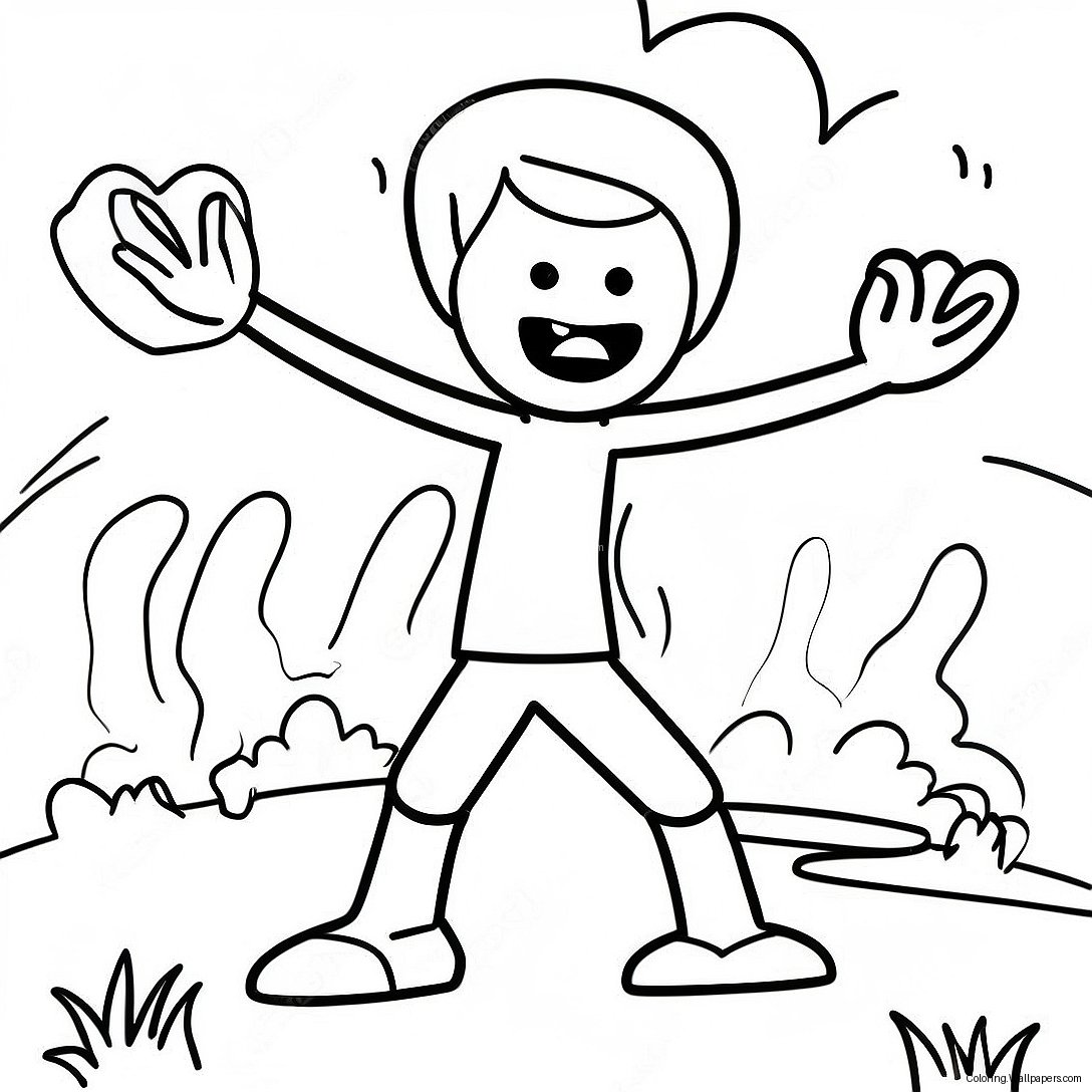 Epic Stickman Battle Scene Coloring Page 44282