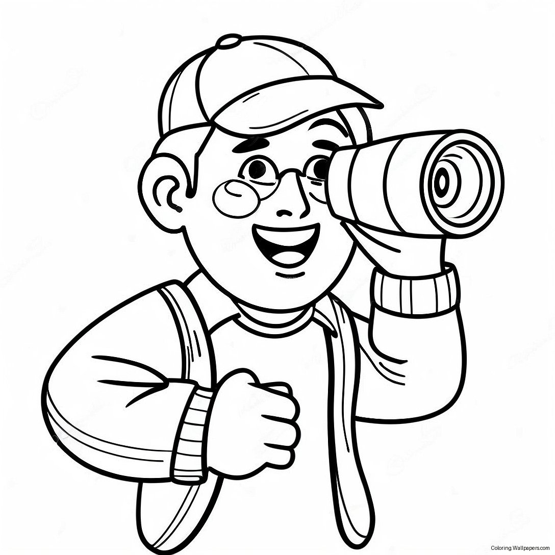 Excited Cameraman With Camera Coloring Page 4486