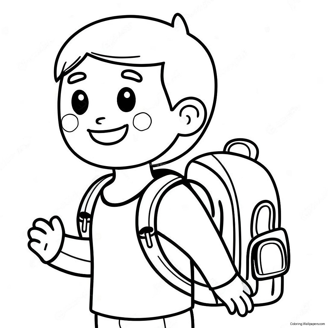 Excited Second Grader With Backpack Coloring Page 52406