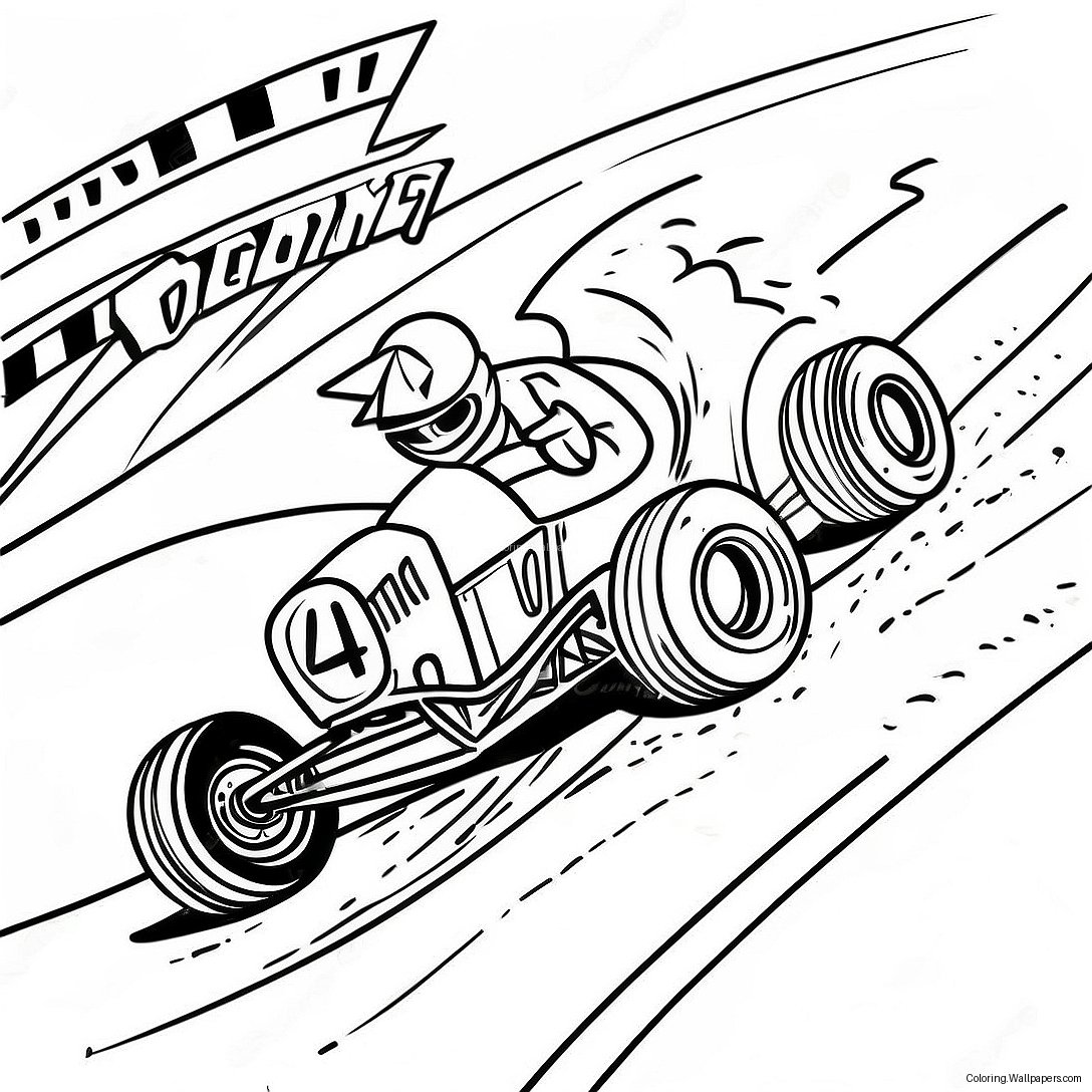 Exciting Dirt Track Racing Scene Coloring Page 46692