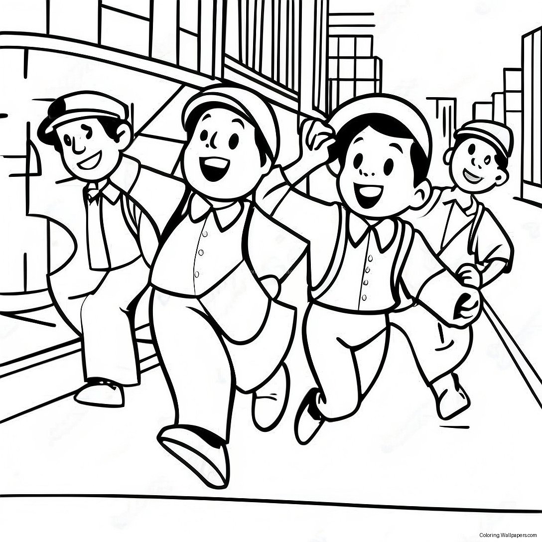 Exciting Newsies In Action Coloring Page 50498