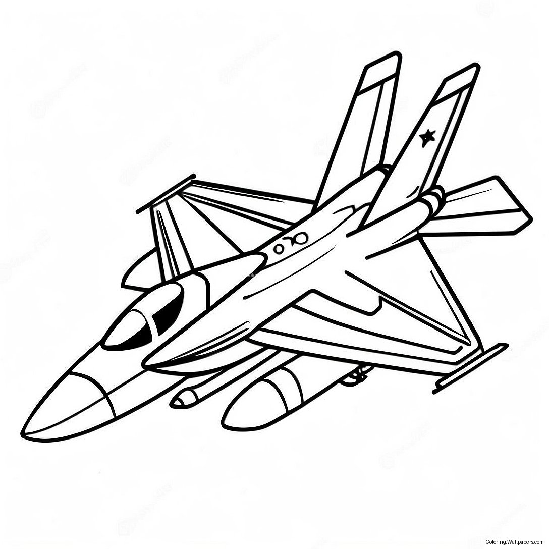 F18 Jaktplan I Flygning Målarbild 18595