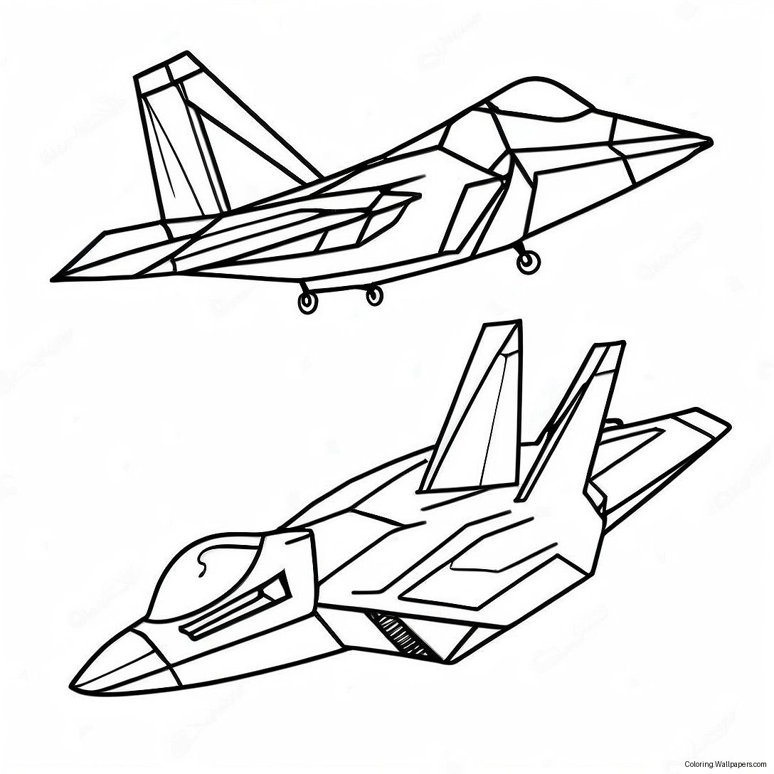 F22 Stridsflygplan I Flygning Färgläggningssida 49298