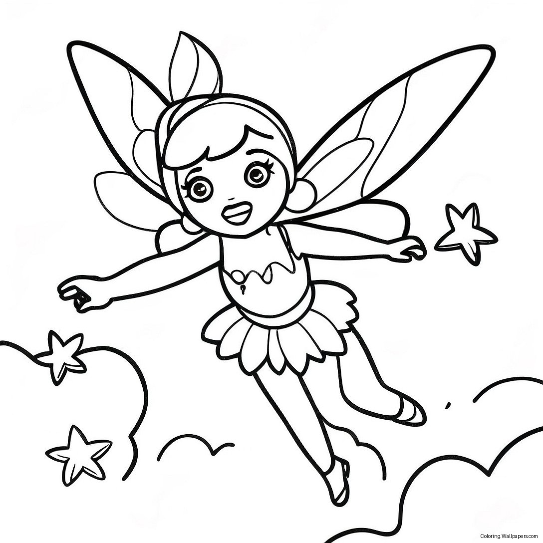 Fairy Tink Flying In The Sky Coloring Page 29287