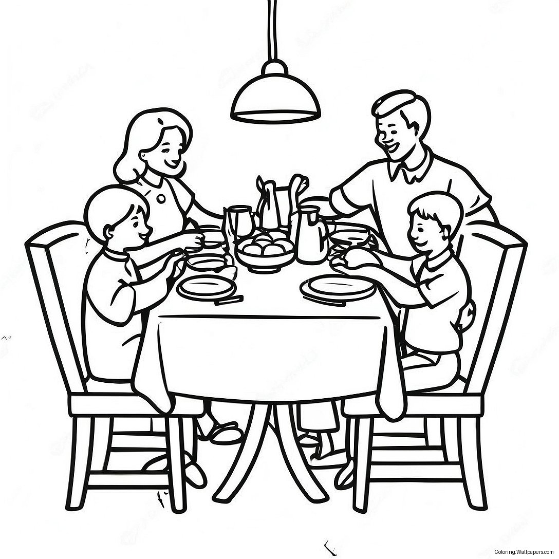 Family Dinner Table Coloring Page 55848