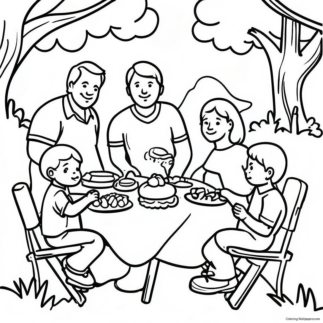 Familie Reünie Picknick Kleurplaat 43032