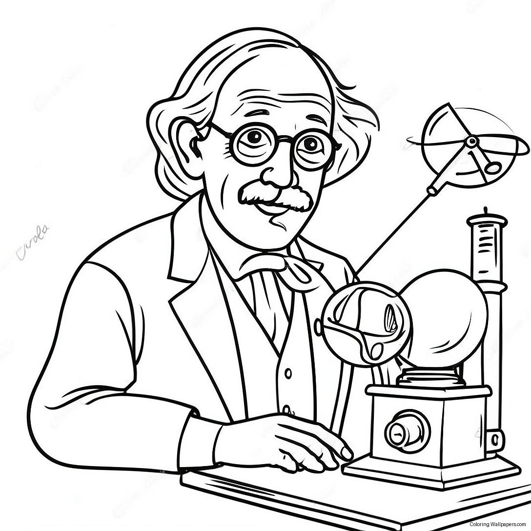 Famous Inventor With Inventions Coloring Page 57115