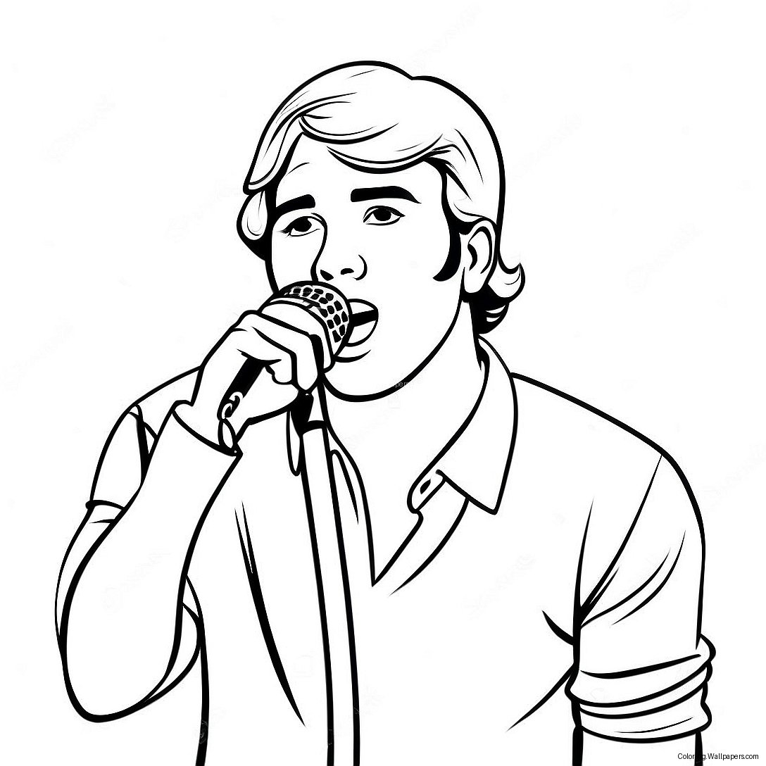 Famous Singer With Microphone Coloring Page 21570