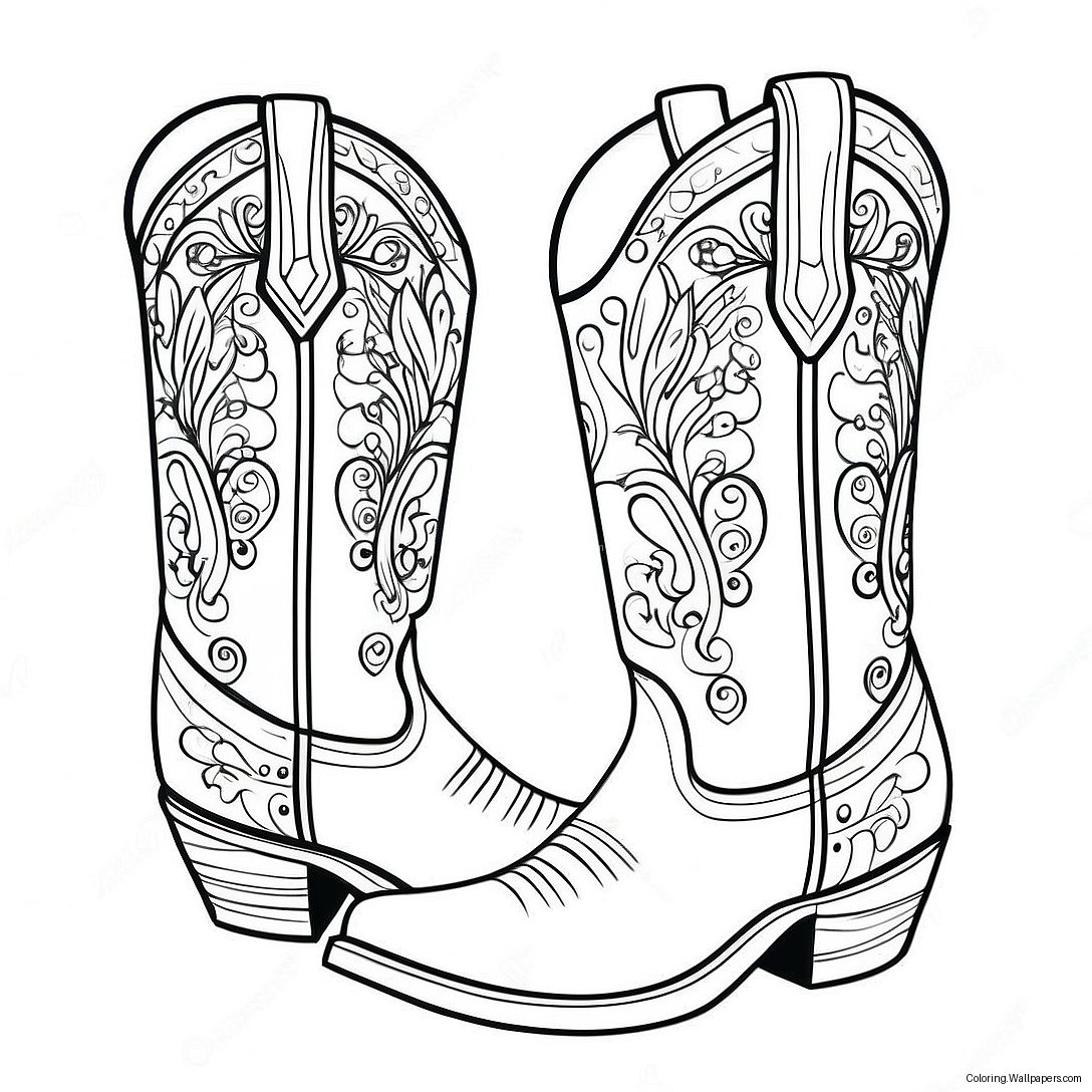 Fancy Cowgirl Boots Coloring Page 37490