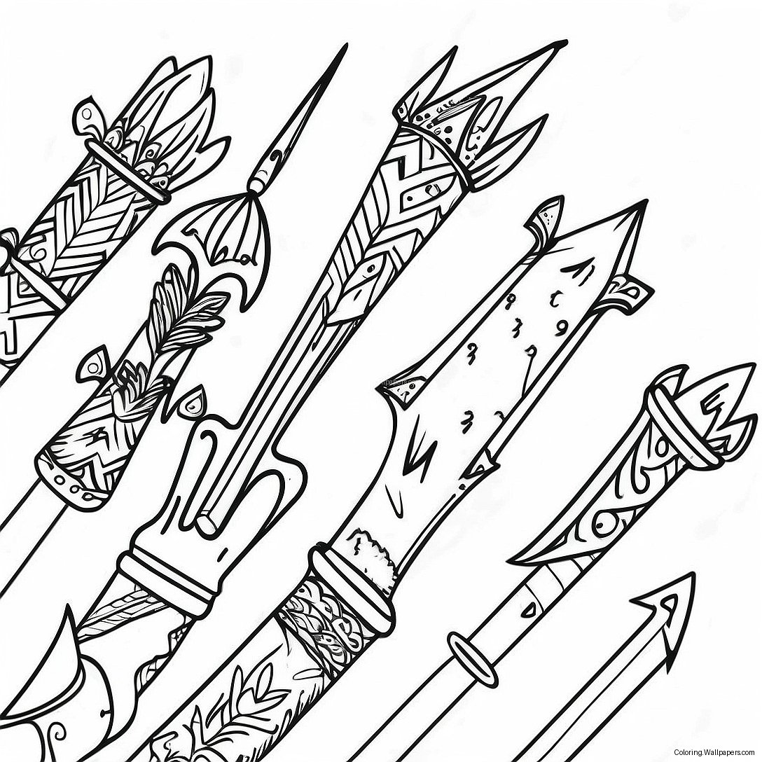 Fantasy Quiver Filled With Magical Arrows Coloring Page 25973