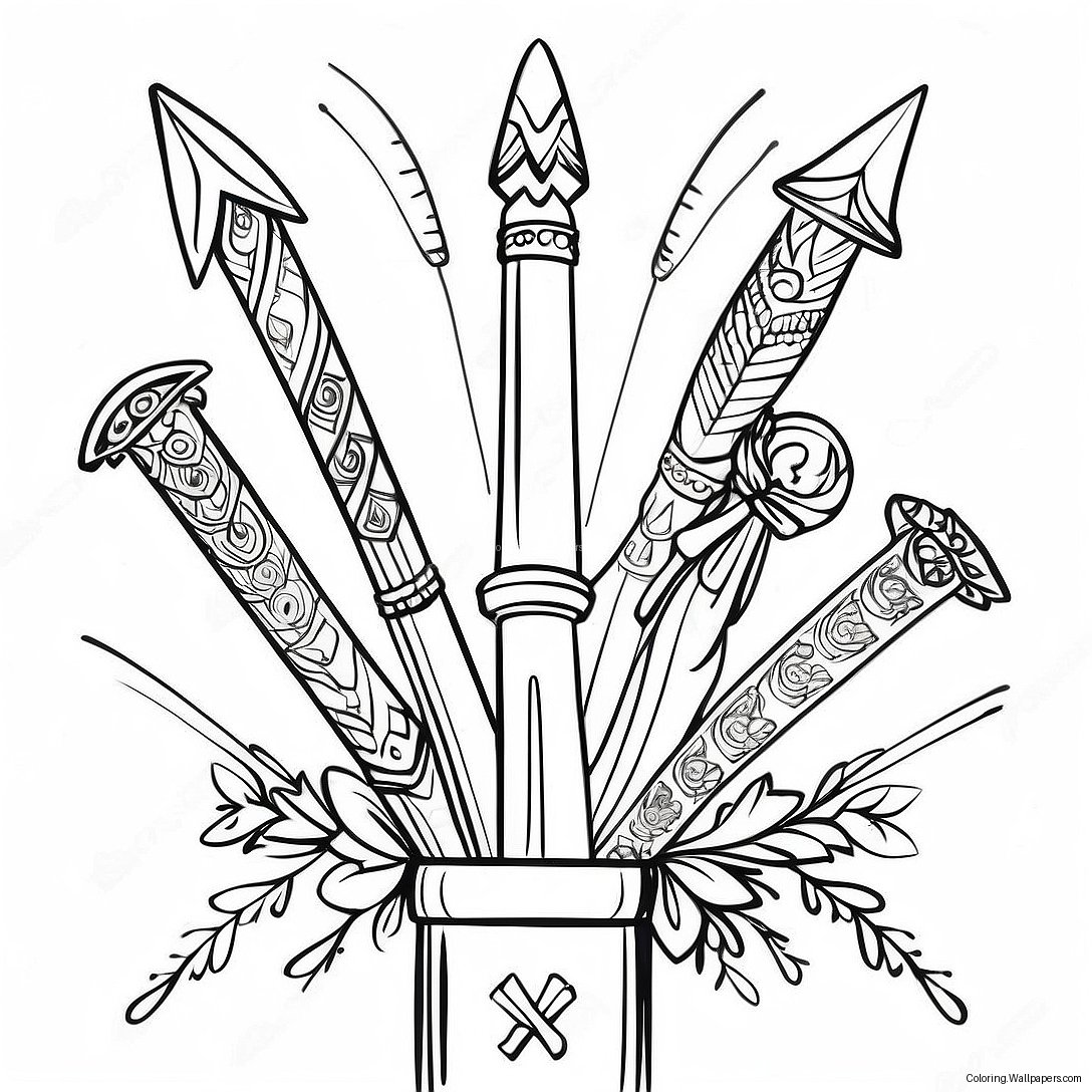 Fantasy Quiver Filled With Magical Arrows Coloring Page 25975