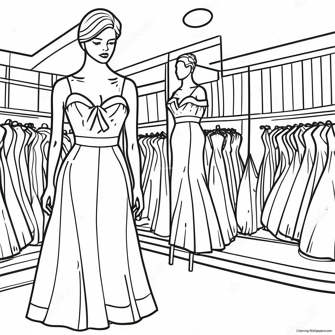 Fashion Mannequin With Dress Coloring Page 20981