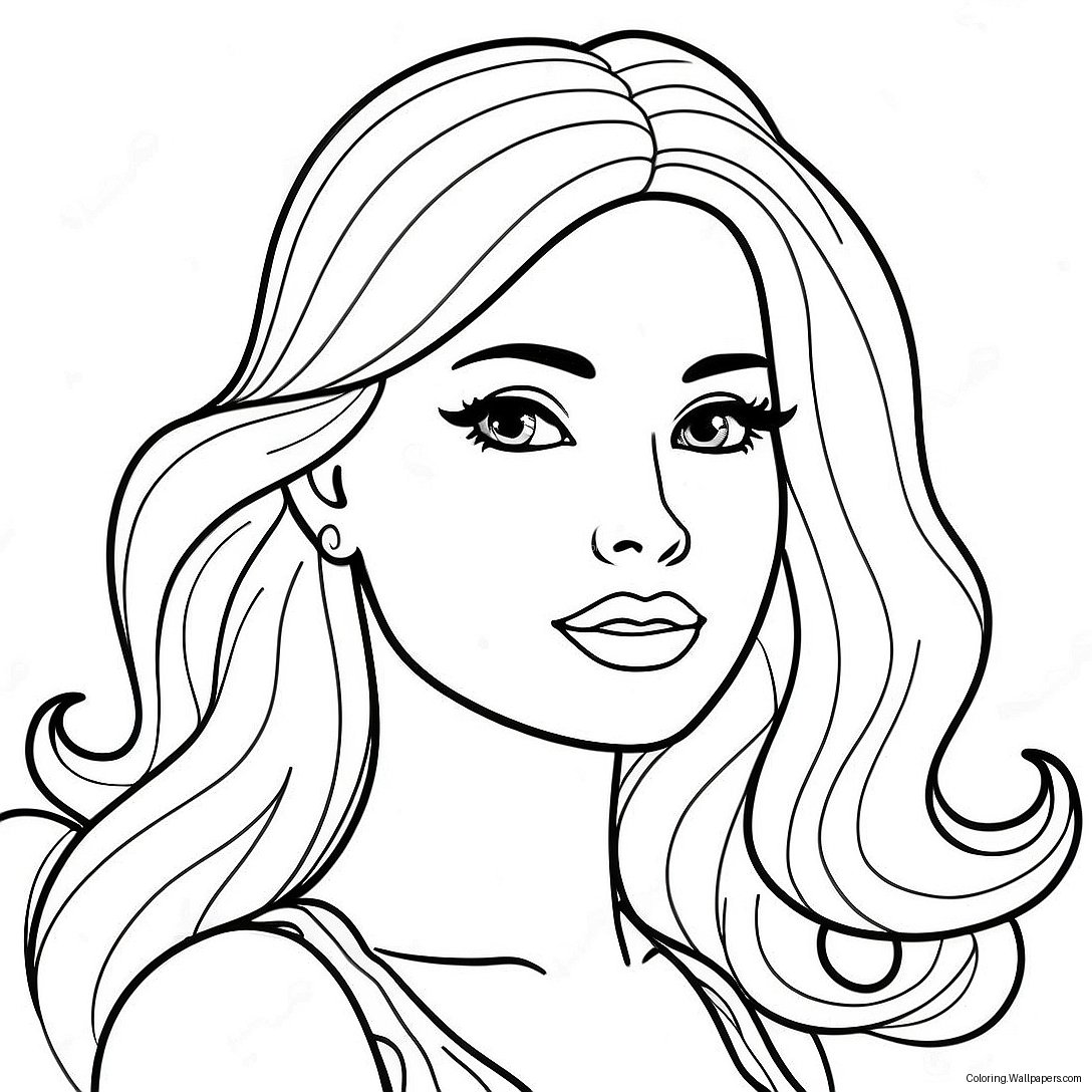 Fashionable Barbie Head Coloring Page 22318