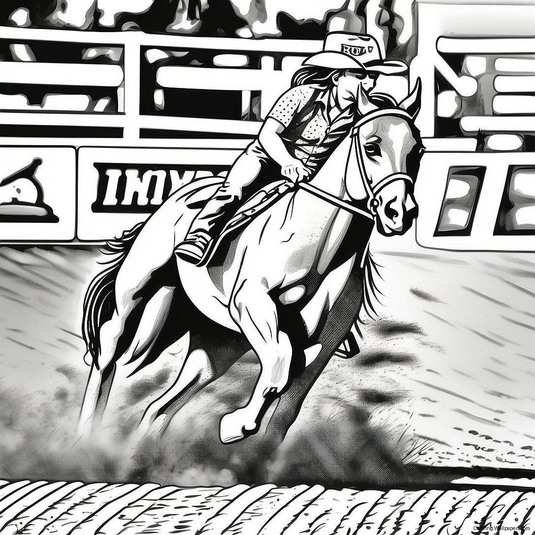 Fast Barrel Racing Action Coloring Page 11679