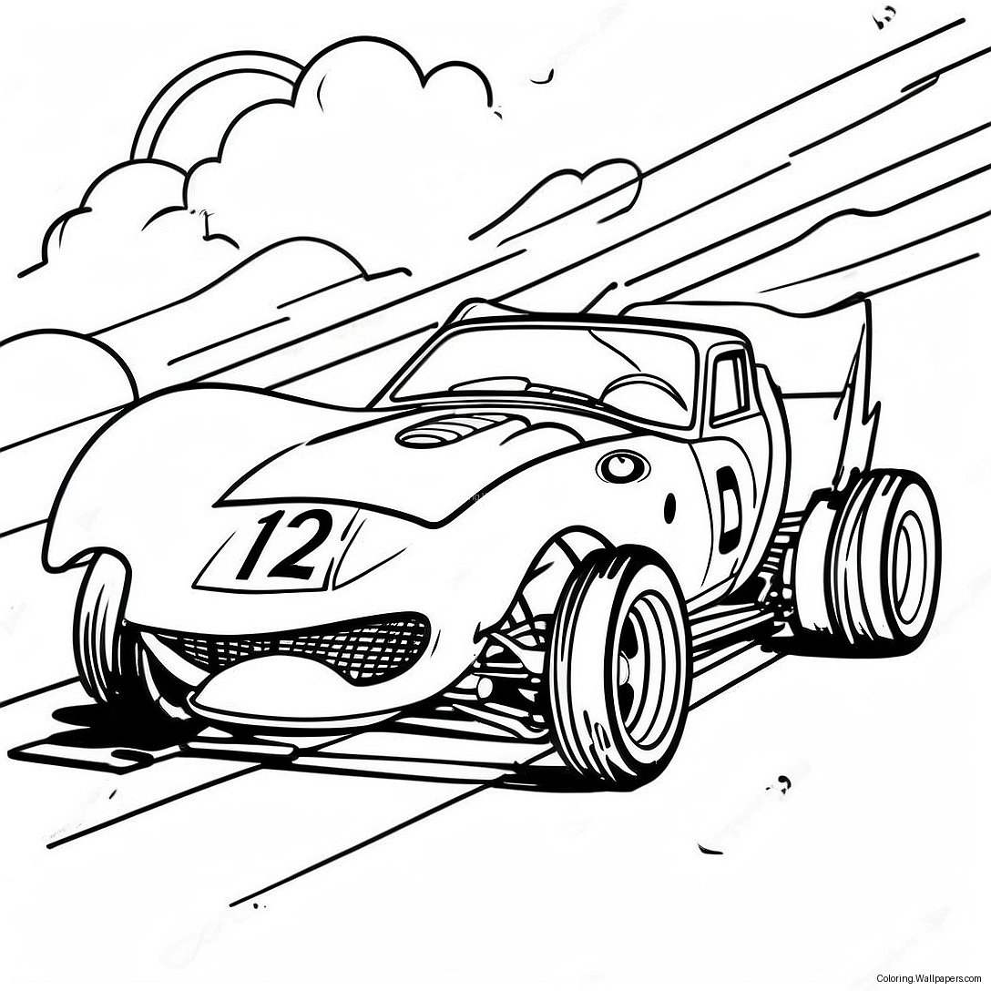 Fast Dirt Track Race Car Coloring Page 44221