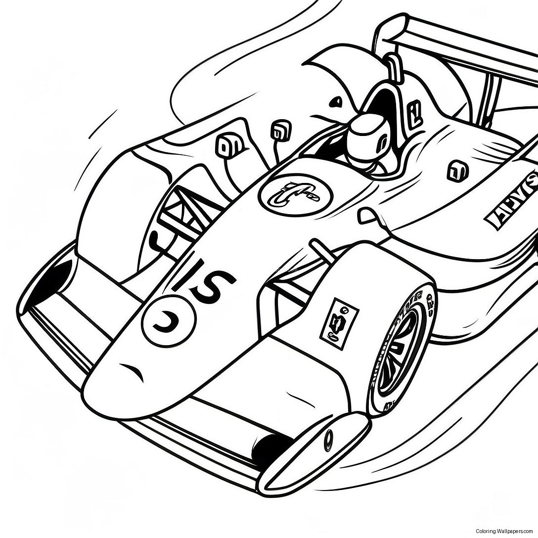 Página Para Colorear De Carrera De Coche Indy Rápido 44809