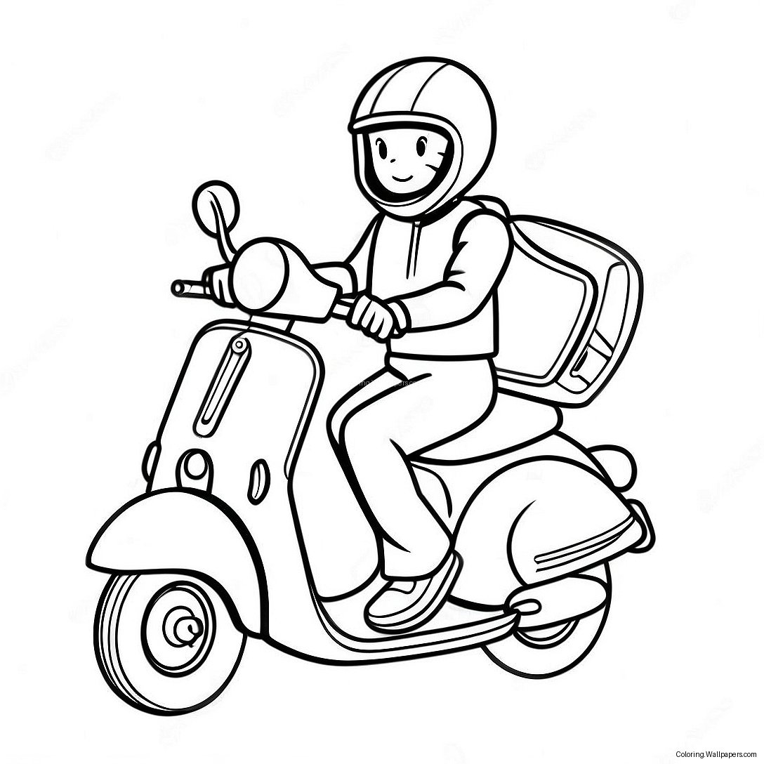 Página Para Colorir Do Motociclista De Scooter Rápido 32190