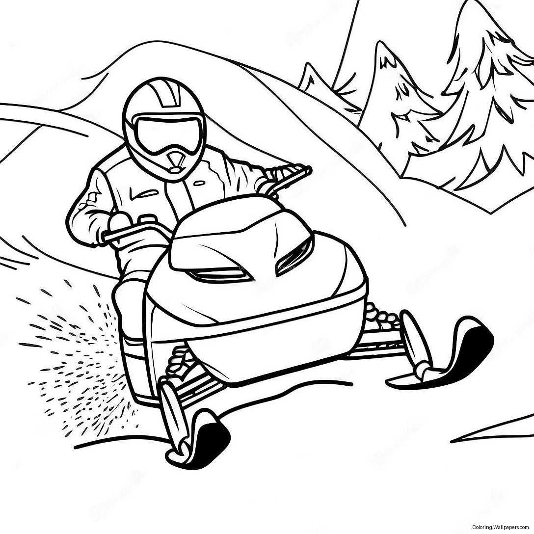 Fast Snowmobile Racing Coloring Page 18245