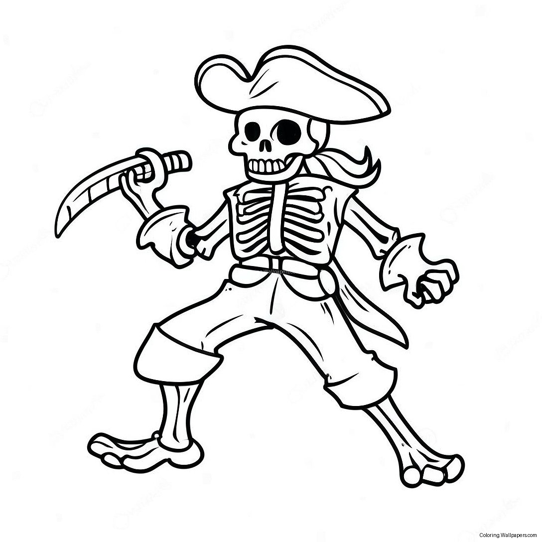 Fearsome Pirate Skeleton With Sword Coloring Page 34913