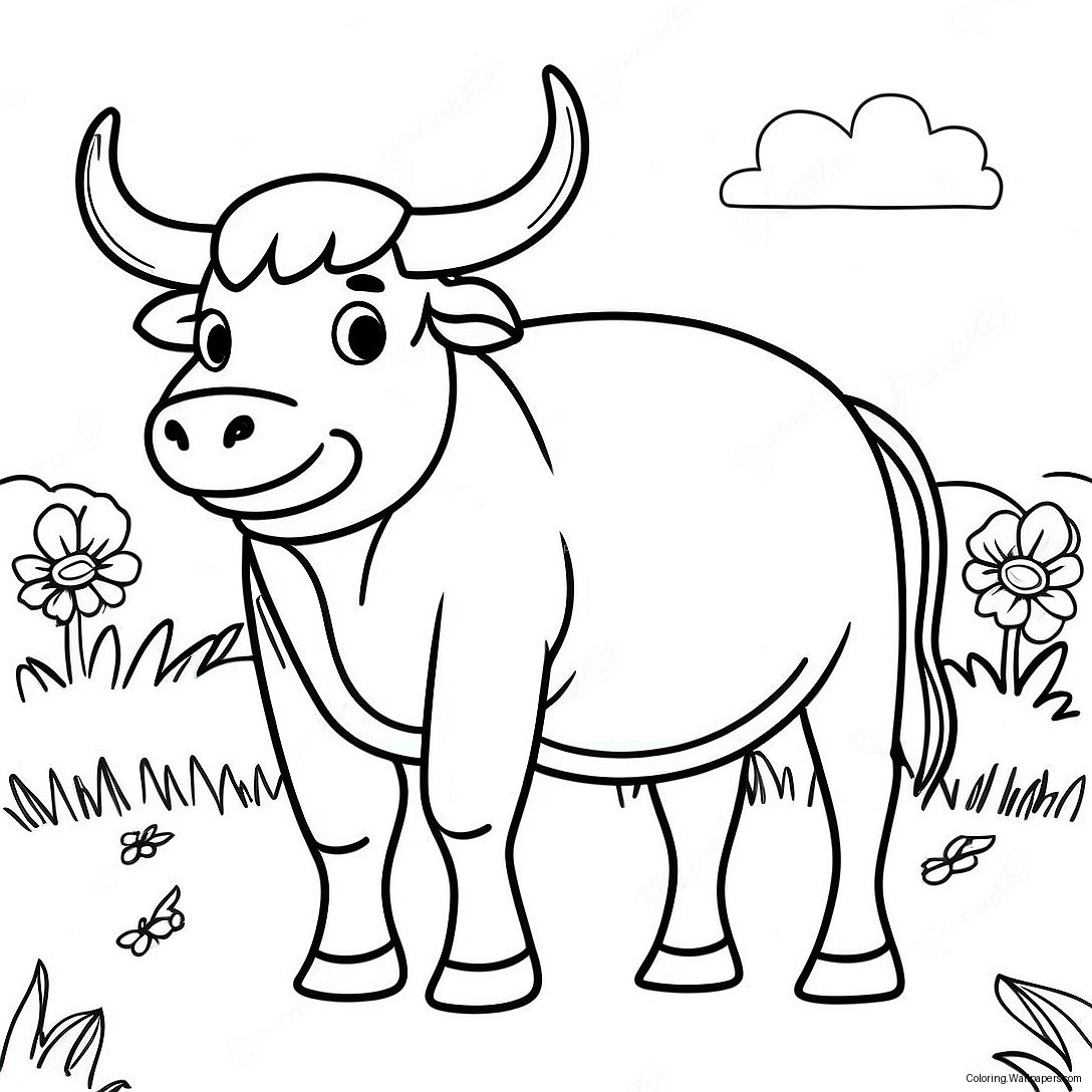 Ferdinand The Bull In A Peaceful Meadow Coloring Page 15546