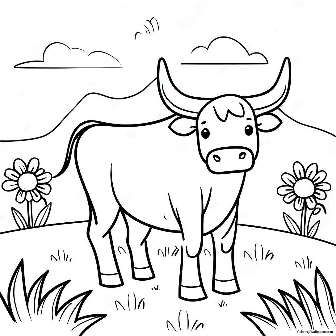 Ferdinand The Bull In A Peaceful Meadow Coloring Page 15547