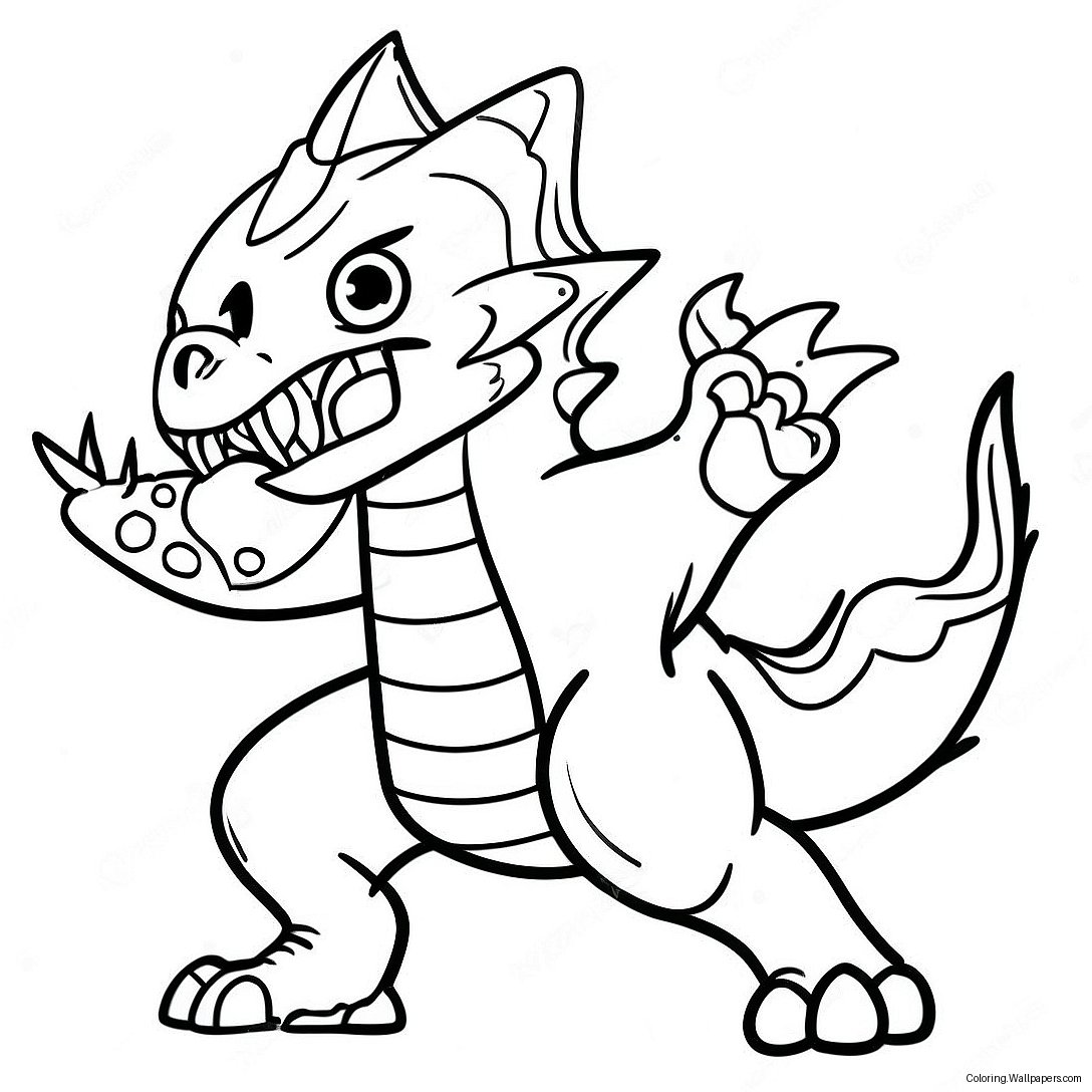 Ferocious Monster Hunter In Action Coloring Page 20001