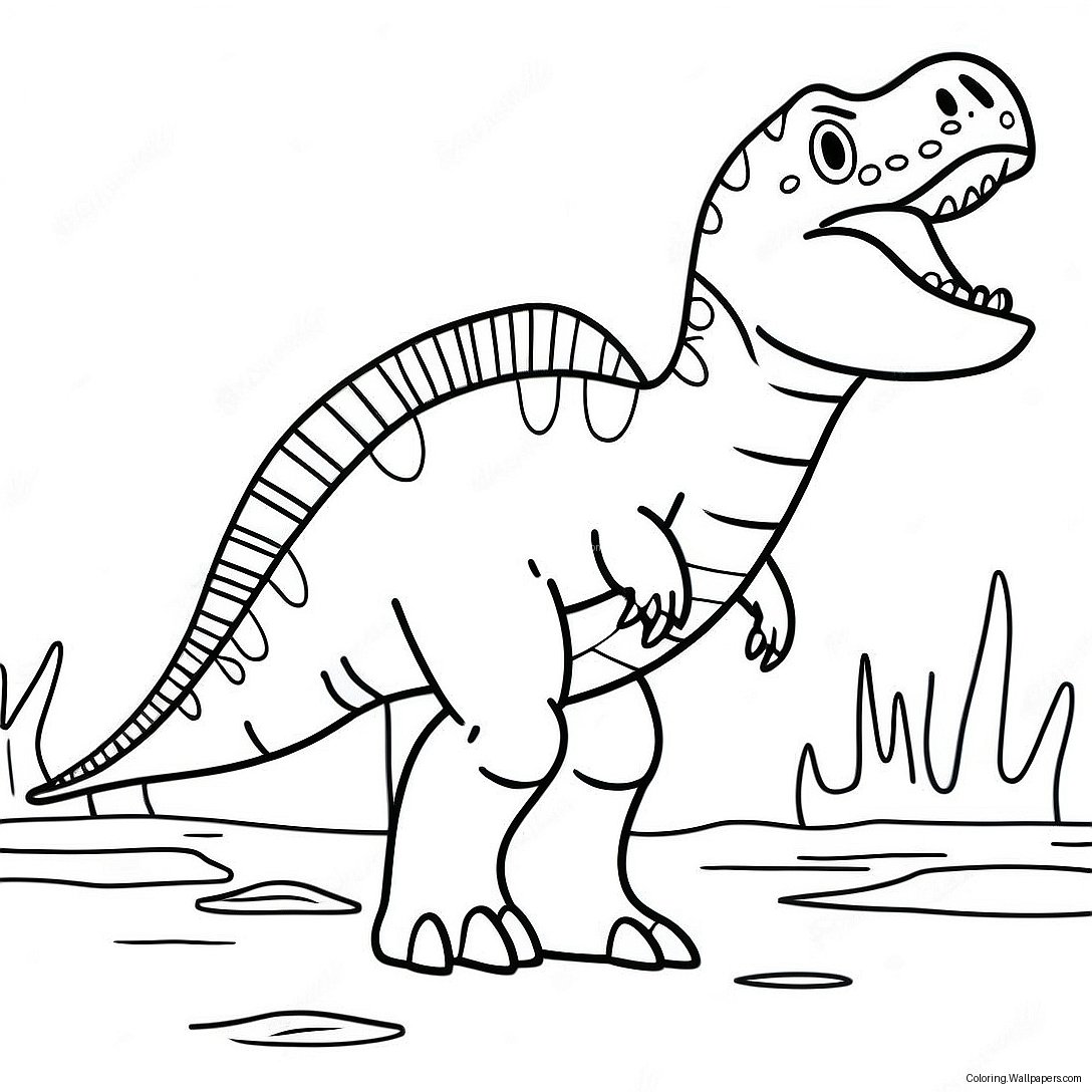 Ferocious Spinosaurus Roaring Coloring Page 32567