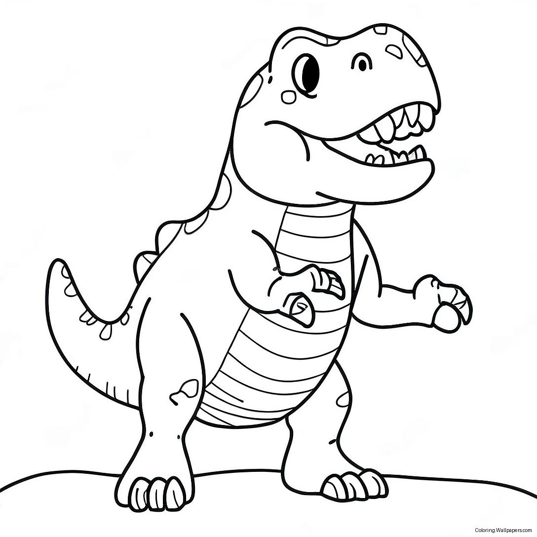 หน้าระบายสี T-Rex ที่คำรามอย่างดุร้าย 45849