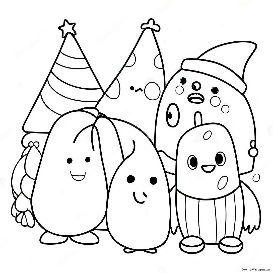 Festive Among Us Characters Coloring Page 17632