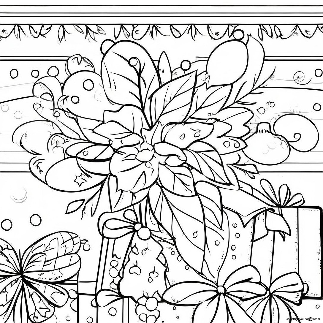 Festive Christmas Border Coloring Page 53640