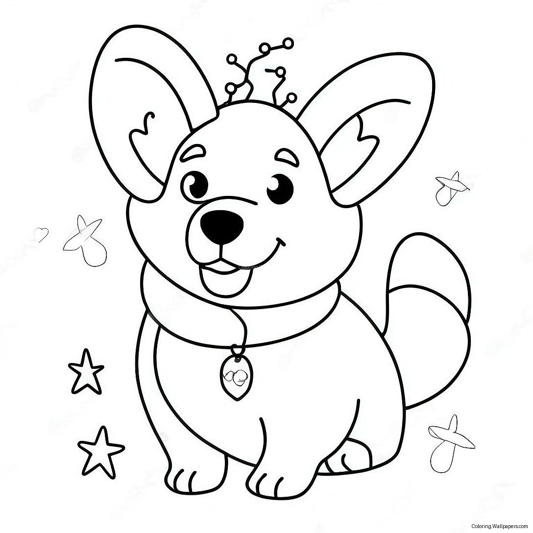 Page À Colorier De Corgi De Noël Festif Avec Des Lumières 46422