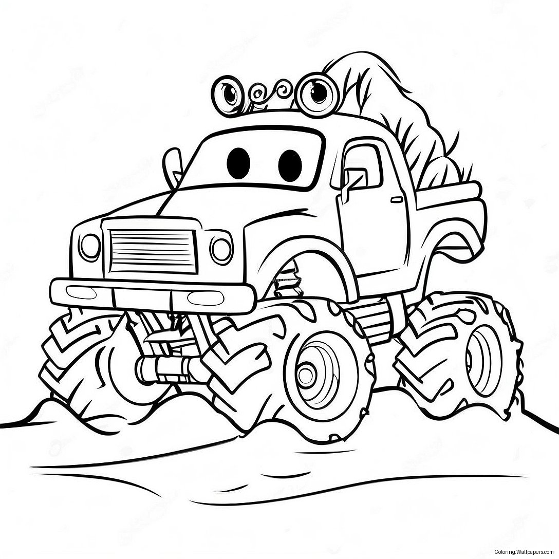 Página Para Colorear De Monster Truck Navideño Conduciendo Por La Nieve 44103