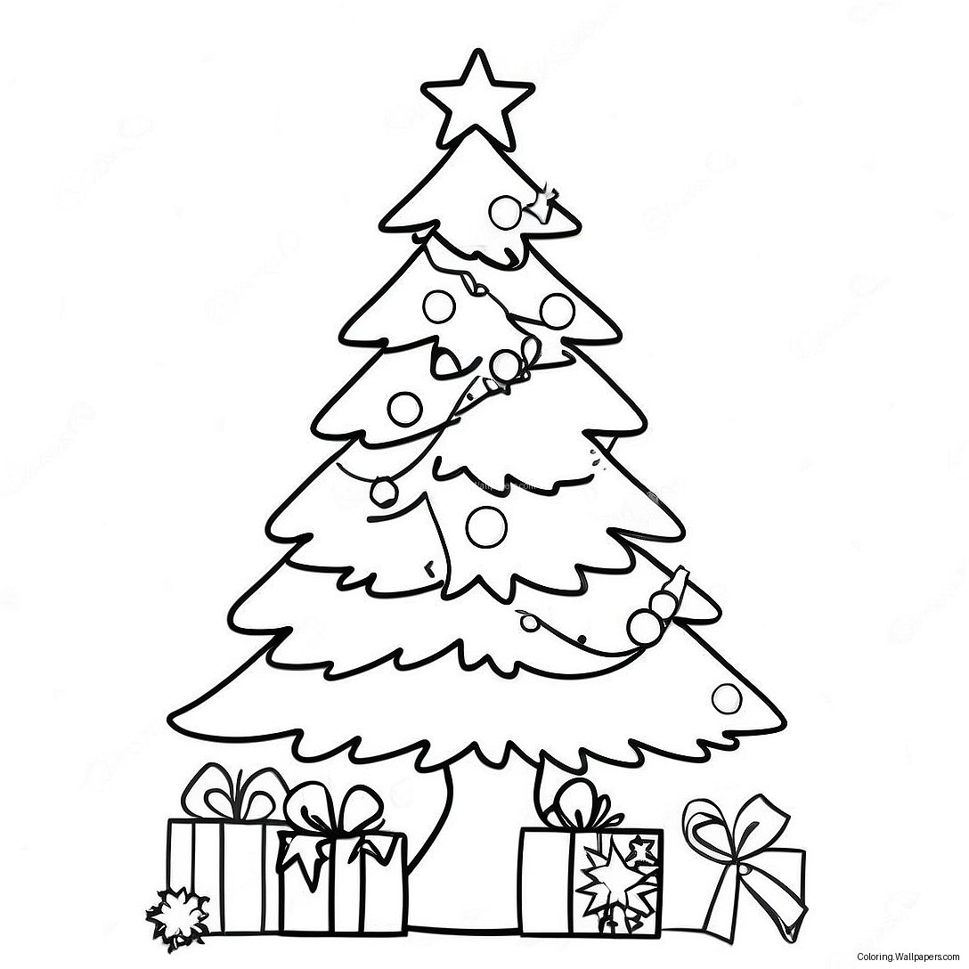 Festive Christmas Tree Coloring Page 1884