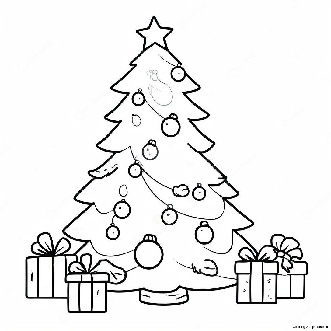 Festive Christmas Tree Coloring Page 19039