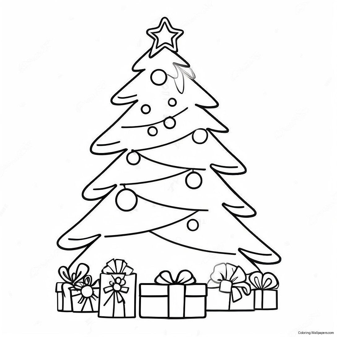 Página Para Colorear Del Árbol De Navidad Festivo 27464