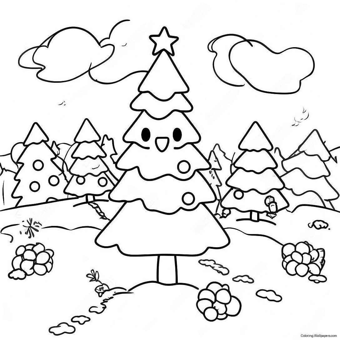 Festive Christmas Tree Farm Coloring Page 55686