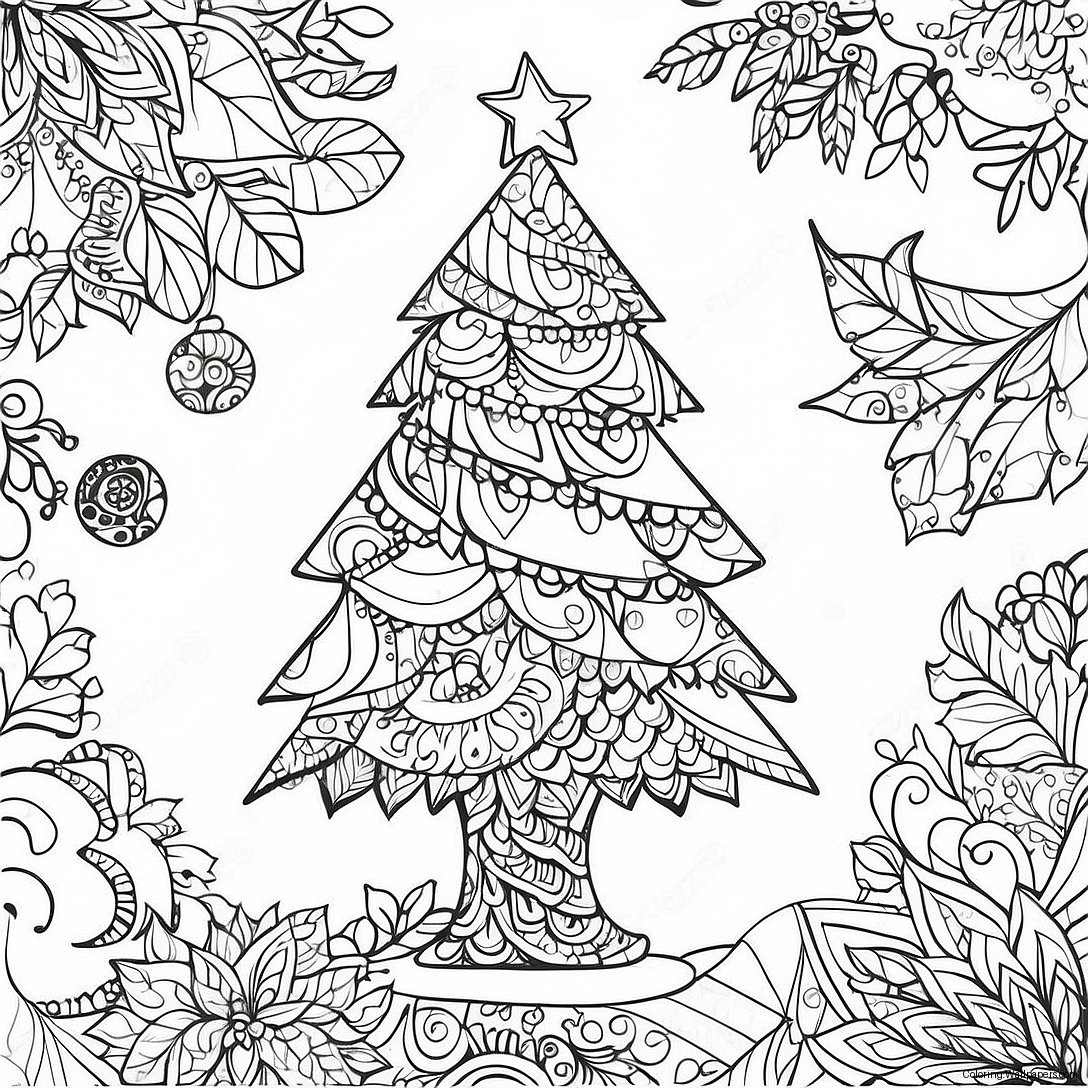 Página Para Colorear De Un Árbol De Navidad Festivo Zentangle 51659