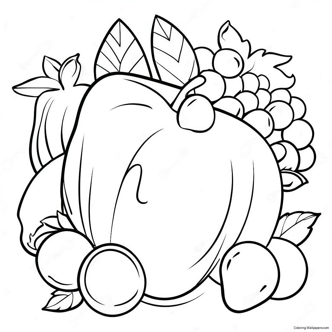 Festive Cornucopia With Fruits Coloring Page 34549