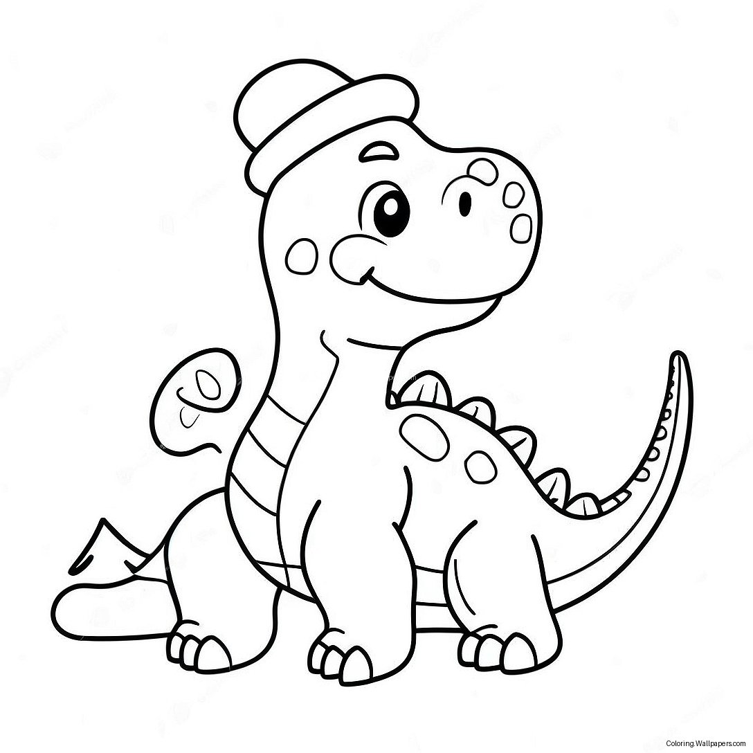 Festive Dinosaur With Santa Hat Coloring Page 2107