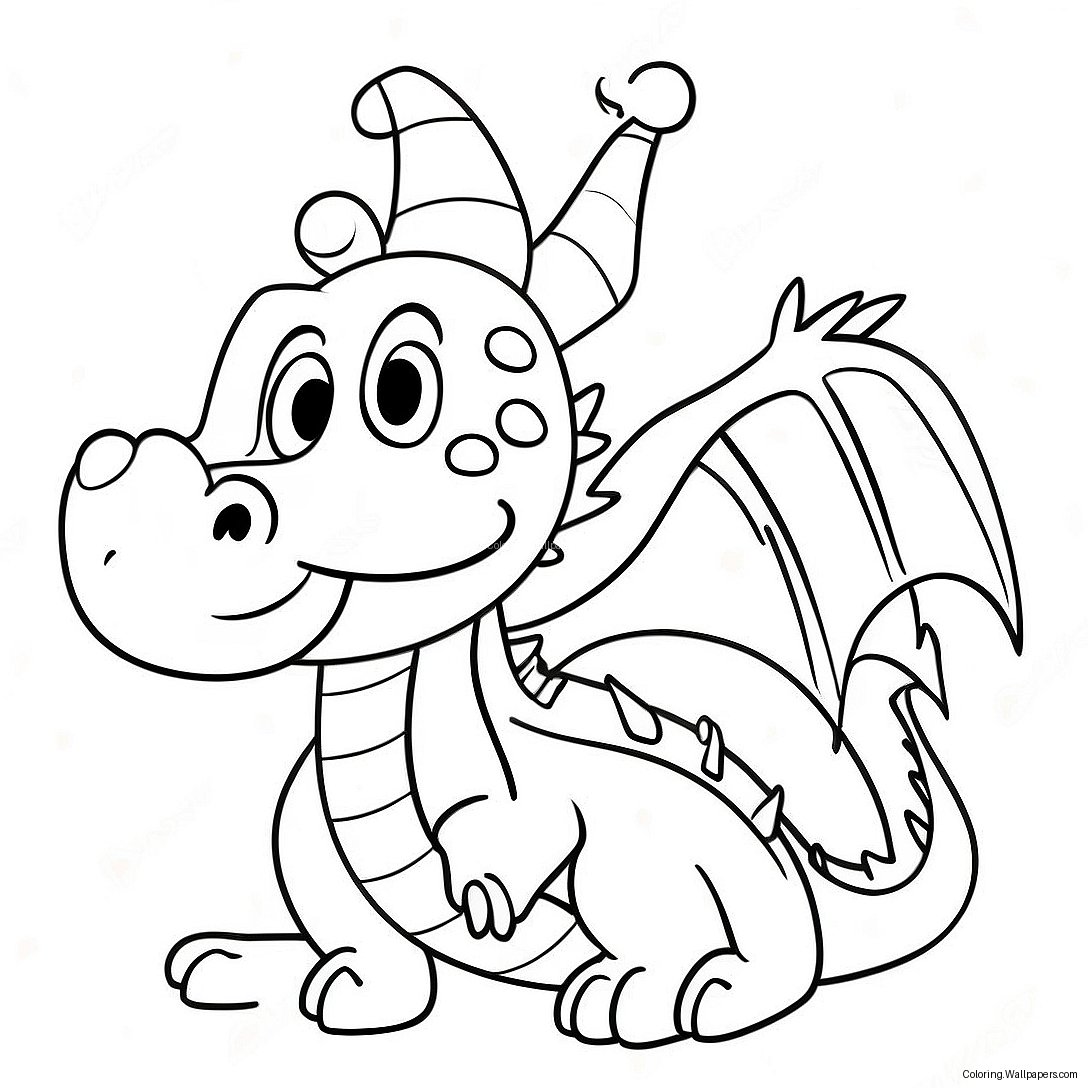 Festive Dragon With Santa Hat Coloring Page 30625