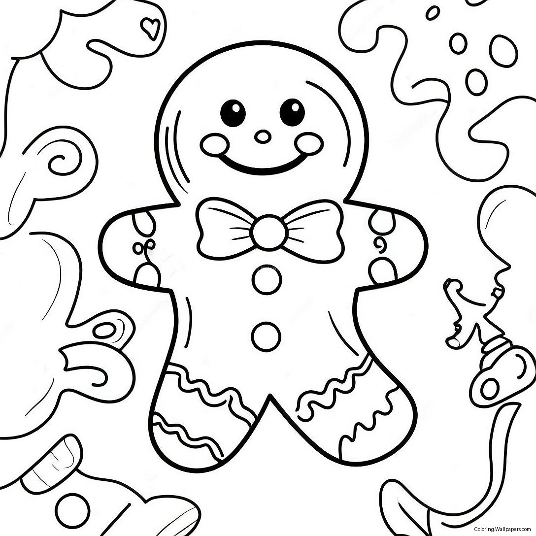 Festive Gingerbread Man Coloring Page 4900