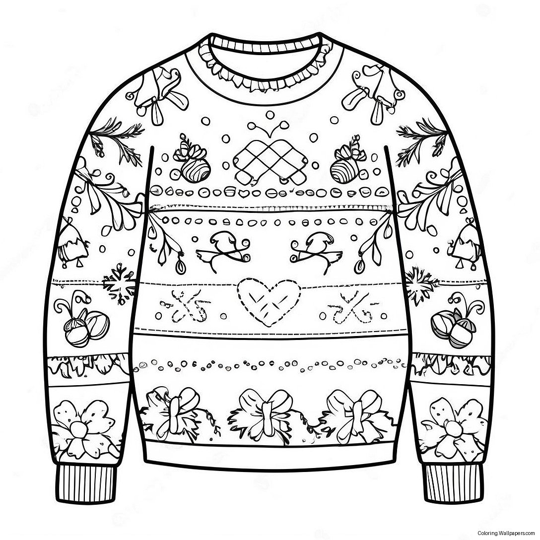 Festive Holiday Sweater Coloring Page 44483