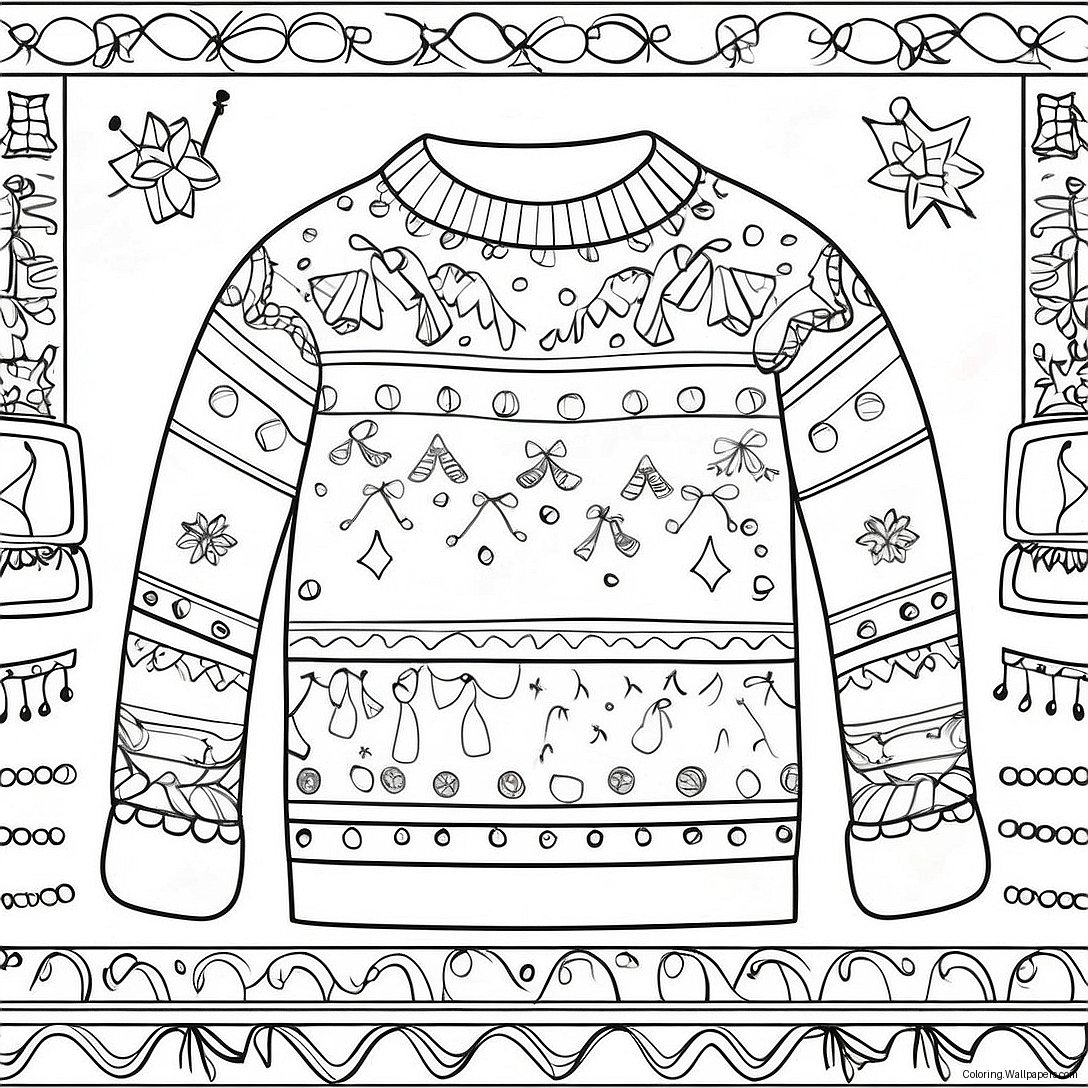 Festive Holiday Sweater Coloring Page 44484