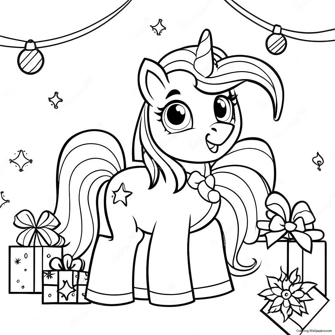 Page À Colorier De Scène De Vacances Festive De Mon Petit Poney 30722