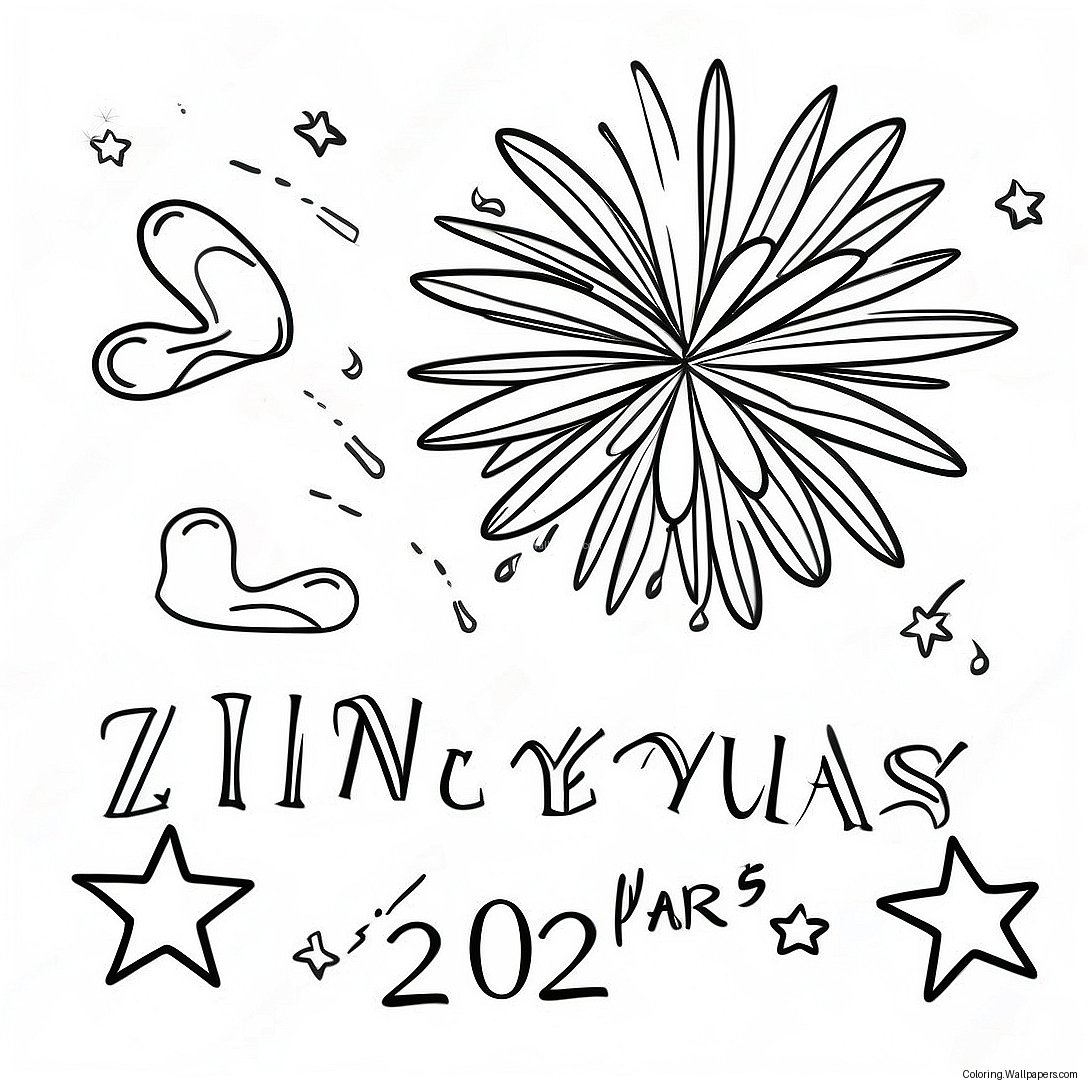 Festive New Years 2024 Fireworks Coloring Page 8901