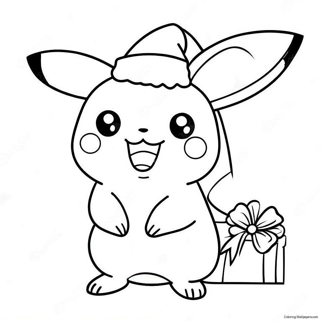 Página Para Colorear De Pikachu Festivo Con Sombrero De Santa 1506