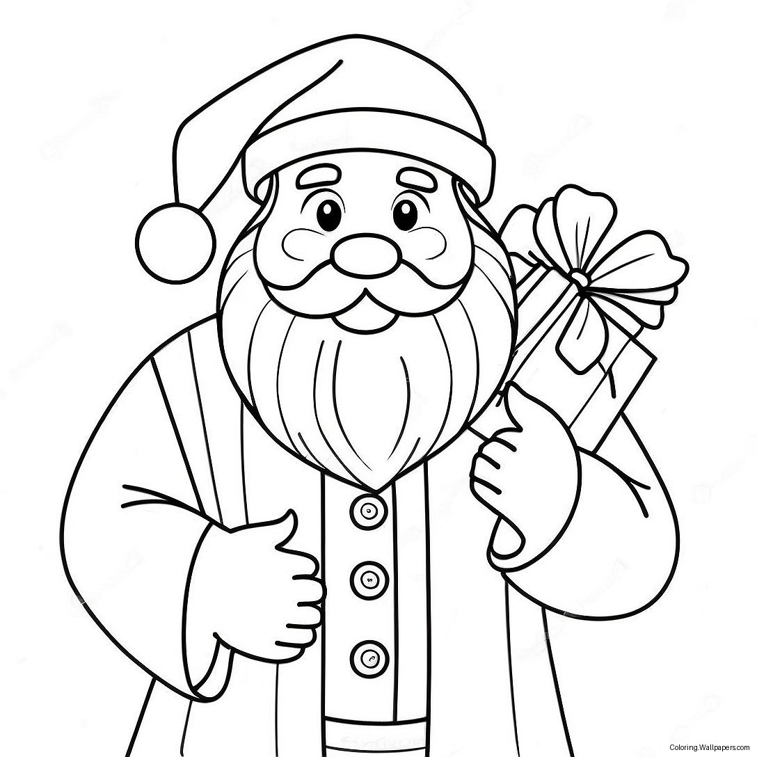 Festive Preppy Santa Coloring Page 32834