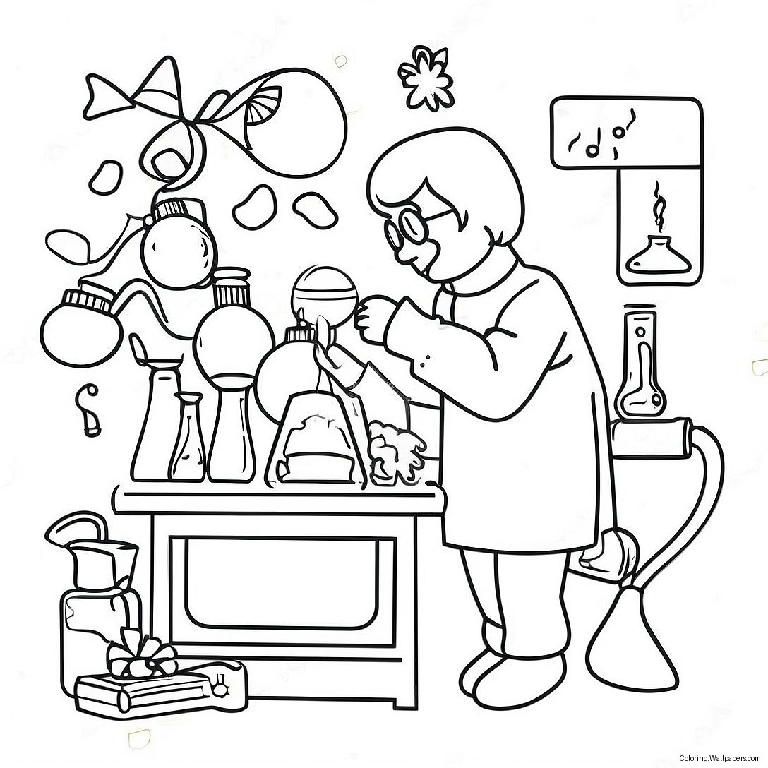 Festive Science Lab With Christmas Decorations Coloring Page 28205